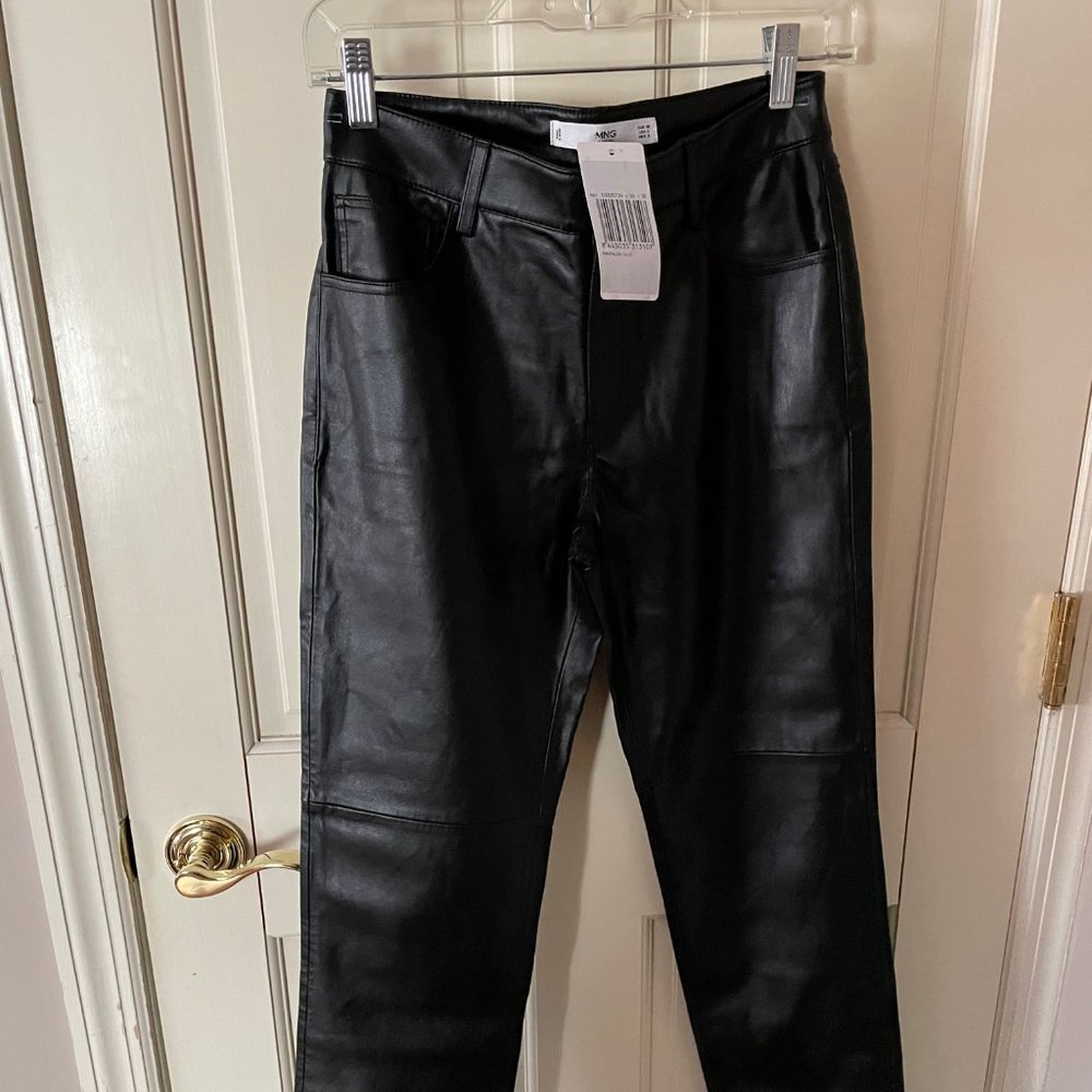 NWT Mango Faux Leather Straight Pants Sz 4